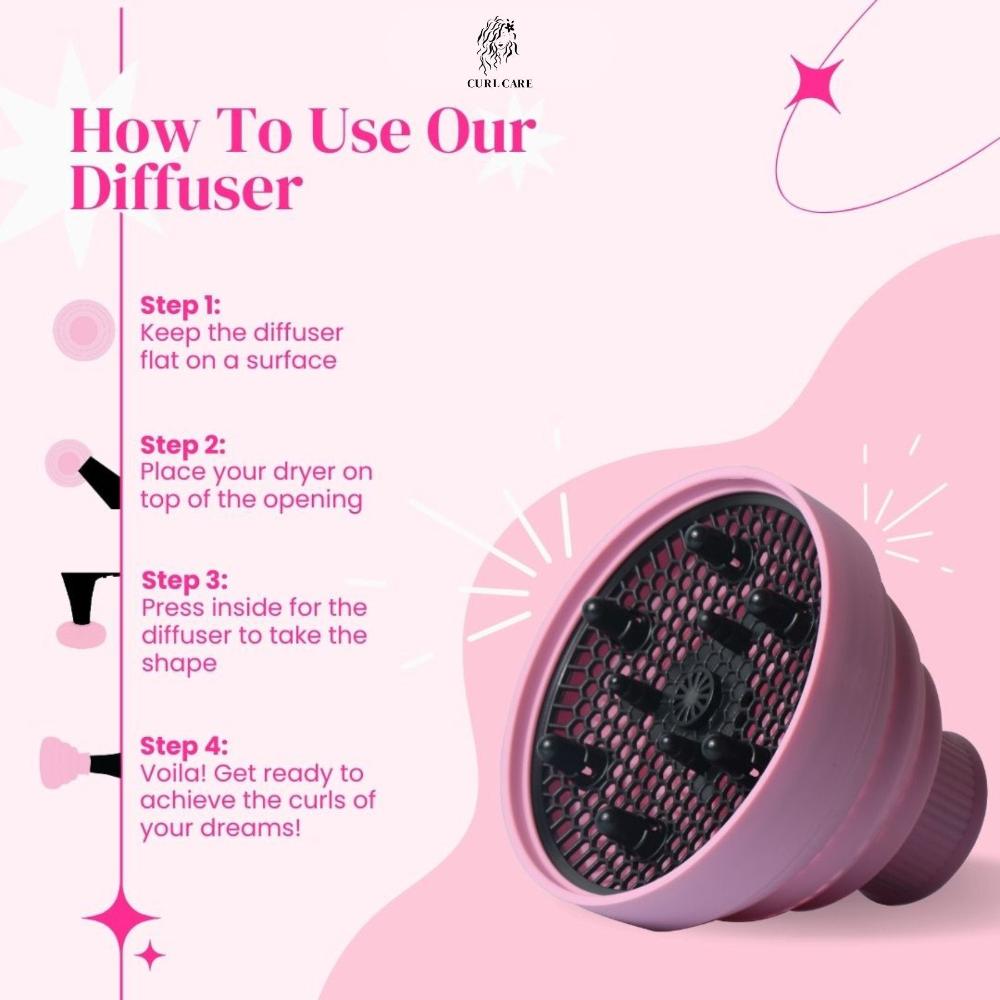 Curl Cure Pink Collapsible Curly Hair Diffuser CurlCure.in Curl Care