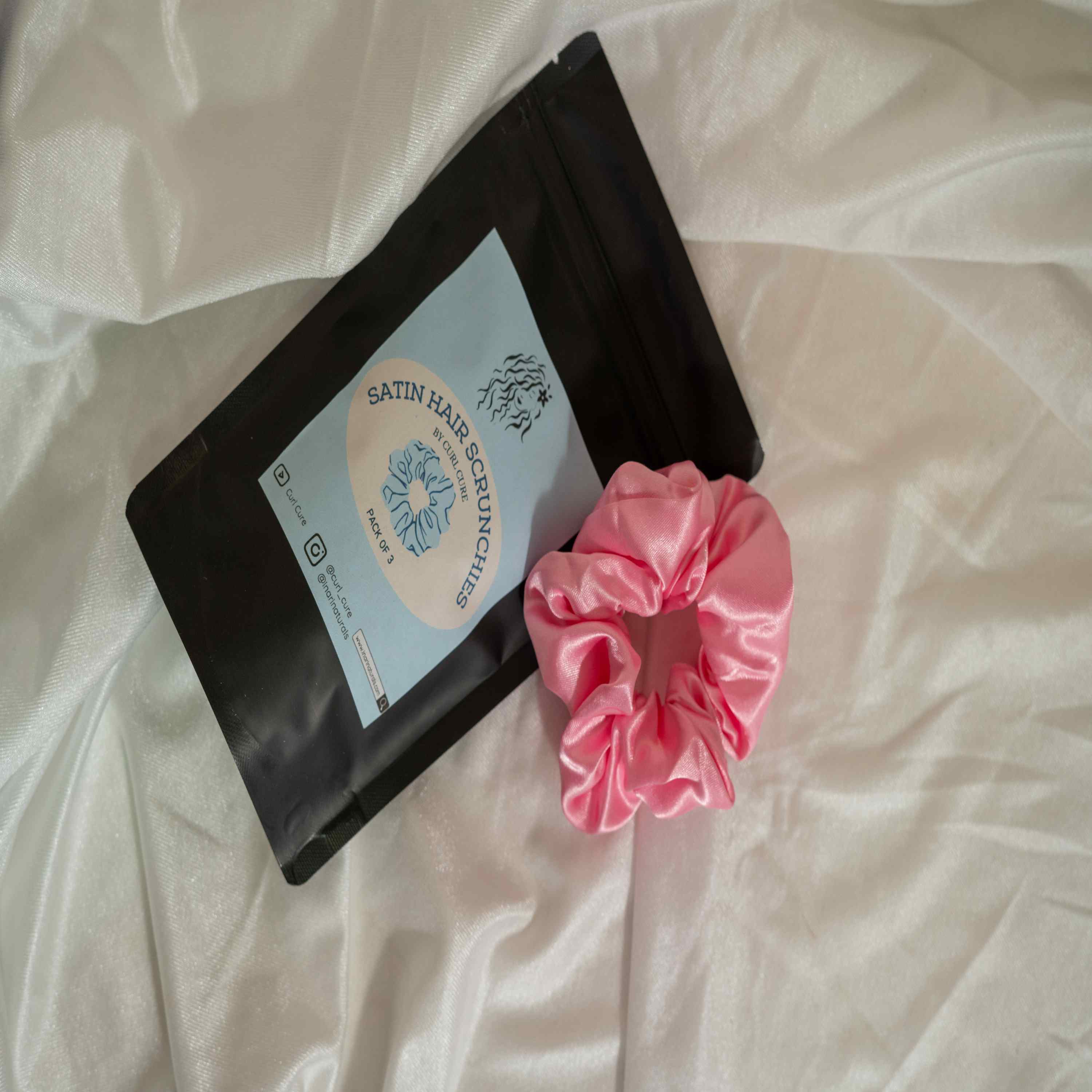 Satin Hair Scrunchies- Assorted Pack of Curl Protector - Curl Cure